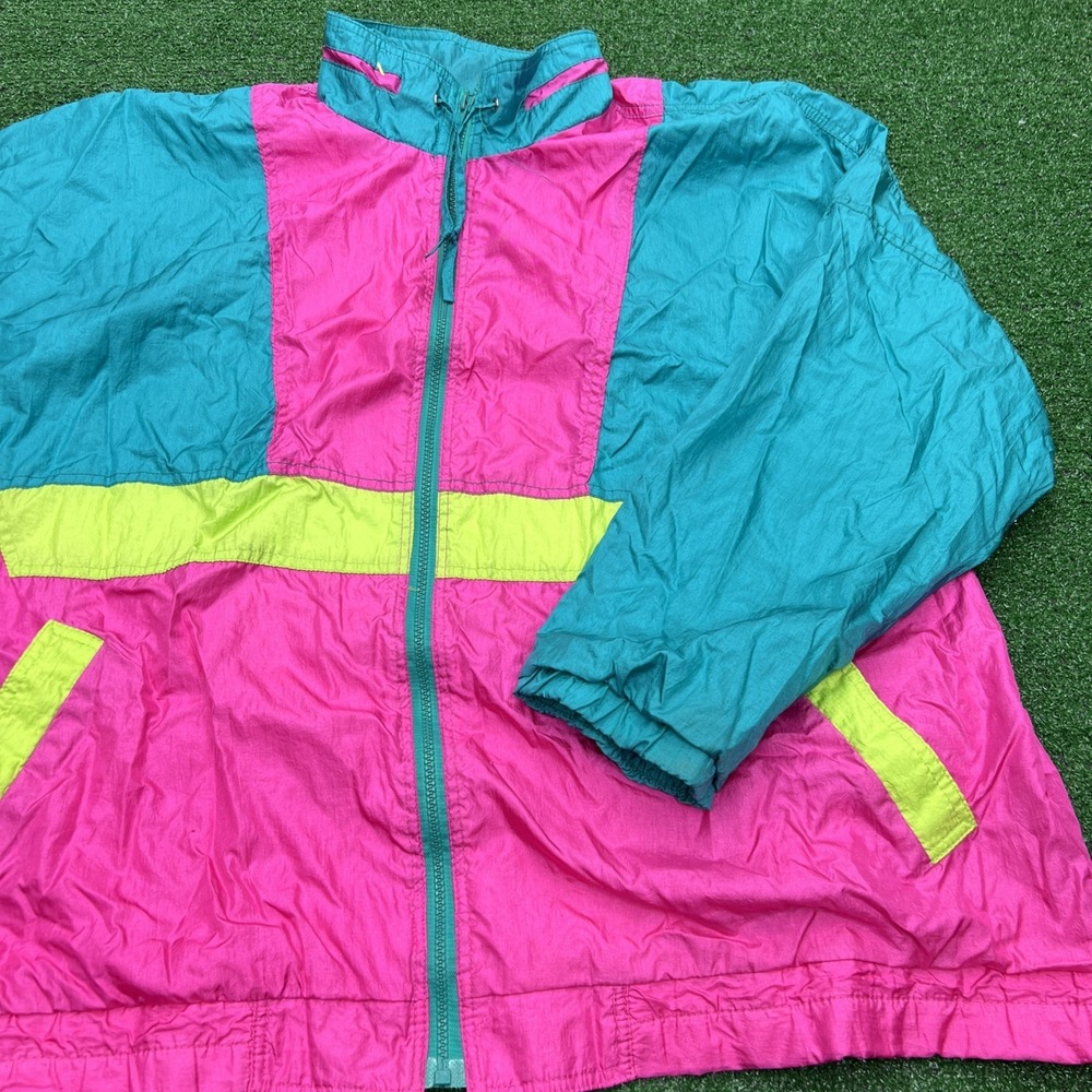 Vintage 80s Komitor Color Block Wind Breaker Multicolored Womens Size 22/24
